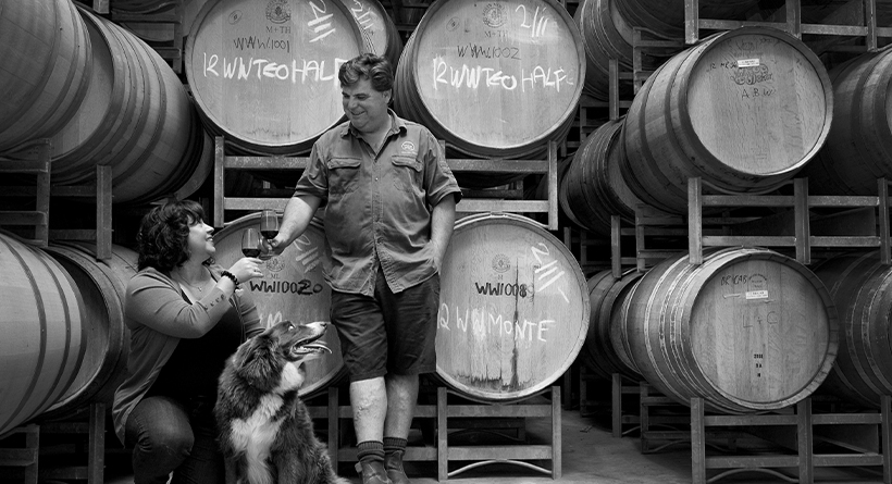 Waywood winemakers and barrels